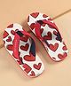 Kookie Kids Slip On Flip Flops With Hearts Print - Red