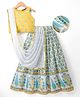 Pine Kids Woven Sleeveless Lehenga Choli Set With Floral Print & Dupatta - White