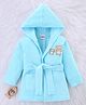 Babyhug Terry Knit Full Sleeves Knit Bath Robe With Hood & Duck Embroidery - Light Blue