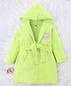 Babyhug Knit Full Sleeves Terry Bath Robe With Hood & Teddy Bear Embroidery - Green