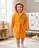 Babyhug Terry Knit Full Sleeves Bath Robe With Hood & Frog Embroidery - Orange