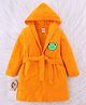 Babyhug Terry Knit Full Sleeves Bath Robe With Hood & Frog Embroidery - Orange