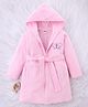Babyhug Terry Knit Full Sleeves Bath Robe With Hood & Butterfly Embroidery - Pink