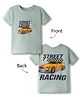 Ollypop Sinker Knit Half Sleeves T-Shirt With Front & Back Racing Print - Sea Green