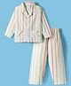 Ollypop Textile Woven Full Sleeves Shirt & Pajama Co-ords Night Suit With Stripes - Cream
