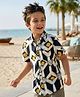 Pine Kids Woven Half Sleeves Shirt With Leaf Print - Multicolor