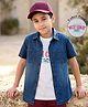 Pine Kids Woven Half Sleeves Solid Denim Shirt With Printed Inner Tee - Navy Blue