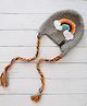 Woonie Handknitted Rainbow Designed Braided Beanie Cap - Grey - Circumference 30 Cms