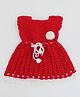 Woonie Woven Sleeveless Floral Applique Detailed Hand Knitted Dress - Red