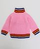 Woonie Handknitted Full Sleeves Colour Blocked Sweater - Pink