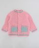 Woonie Hand Knitted Full Sleeves Placement Striped Sweater - Pink