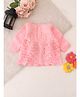 Woonie Hand Knitted Full Sleeves Self Designed Cardigan  - Pink