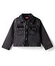 Kookie Kids Woven Full Sleeves Washed Denim Jacket - Charcoal Grey