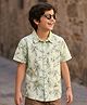 Pine Kids Woven Half Sleeves Shirt with Tropical Theme Print - Multicolor