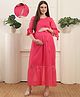 Moms Maternity Georgette Woven Polka Dots Printed  Maternity Maxi Dress With Side Zipper Nursing Access - Pink