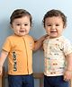 Babyoye 100% Cotton Interlock Knit Half Sleeves Jhablas With Vehicle Print Pack Of 2 - White & Yellow