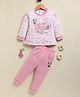 Annie Kids Fleece Knit Mickey & Friends Featuring Full Sleeves Minnie Mouse & Daisy Duck Good Vibes Only Text Printed Sweatshirt & Joggers Set - Peach