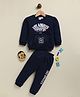 Annie Kids Fleece Knit Mickey & Friends Featuring Full Sleeves Minnie Mouse Los Angeles Text Printed Sweatshirt & Joggers Set - Blue