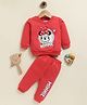 Annie Kids Fleece Knit Mickey & Friends Featuring Full Sleeves Minnie Mouse Printed Sweatshirt & Joggers Set - Red