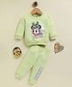 Annie Kids Fleece Knit Mickey & Friends Featuring Full Sleeves Minnie Mouse Printed Sweatshirt & Joggers Set -  Green