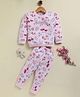 Annie Kids Fleece Knit Full Sleeves Blossom Text Floral Printed Coordinating Sweatshirt & Joggers Set - Pink