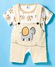 Mini Taurus Interlock Knit Striped Dungarees with Inner Tee & Elephant Print - Light Mustard