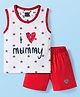 Mini Taurus Interlock Knit Sleeveless T-Shirt & Shorts Set with Text Print - Red
