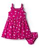 Babyoye Interlock Knit Eco Jiva Finished Floral Printed Frock with Bloomer -  Dark Pink