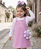 Babyhug 100% Cotton Woven Frock With Polka Dots Printed Inner Tee - Violet