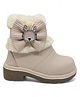 Lil Lollipop Stone Embellished Deer & Bow Applique With Fur Detailed Zipper Closure Boots - Off White