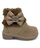 Lil Lollipop Stone Embellished Deer & Bow Applique With Fur Detailed Zipper Closure Boots - Brown