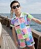 OLLINGTON ST.  Cotton Knit Half Sleeves Co-ords Printed Shirt & Shorts Set - Multicolour