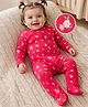 Babyoye Eco Conscious 100% Cotton Interlock Knit Full Sleeves Floral Printed Sleep Suit with Eco Jiva Finish - Red
