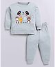 CUTOPIES Cotton Knit Full Sleeves Animal Printed Sweatshirt & Joggers Set - Grey