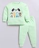 CUTOPIES Cotton Knit Full Sleeves Animal Printed Sweatshirt & Joggers Set - Green