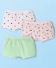 Babyhug Cotton Lycra Knit Hipster With Floral Print Pack Of 3 - White Peach & Light Green