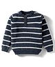 Yellow Apple Knit Full Sleeves Pullover Sweater With Stripes - Navy Blue