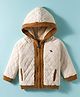 Yellow Apple Knitted Raglan Full Sleeves Light Winter Quilted Hooded Jacket - Beige
