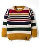 Yellow Apple Knit Full Sleeves Pullover Sweater With Stripes - Yellow