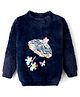 Yellow Apple Knit Full Sleeves Pullover With Umbrella Embroidery - Navy Blue