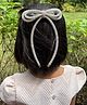 Arendelle Velvet Stone Embellished Bow Applique Detailed Alligator Hair Clip - Silver