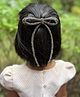 Arendelle Velvet Stone Embellished Bow Applique Detailed Alligator Hair Clip - Black