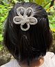 Arendelle Velvet Stone Embellished Floral Applique Detailed Alligator Hair Clip - Silver
