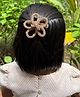 Arendelle Velvet Stone Embellished Floral Applique Detailed Alligator Hair Clip - Rose Gold