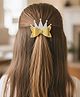 Arendelle Bow & Crown Applique Detailed Glittered Hair Clip - Red
