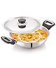 Anjali Fiesta Pro Stainless Steel Kadai, 22 cm, 2.2 L Capacity, with Stainless Steel Lid