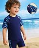 Mark & Mia Half Raglan Sleenes Sea Life Printed Two Piece  Swimsuit - Navy Blue