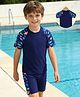 Mark & Mia Raglan Half Sleeves Sea Life Printed Two Piece Swimsuit - Navy Blue