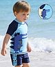 Mark & Mia Half Raglan Sleeves Crocodile Printed Two Piece Swimsuit - Blue