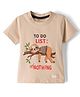 Little Darlings Sinker Knit Half Sleeves T-Shirt With Sloth Print - Beige